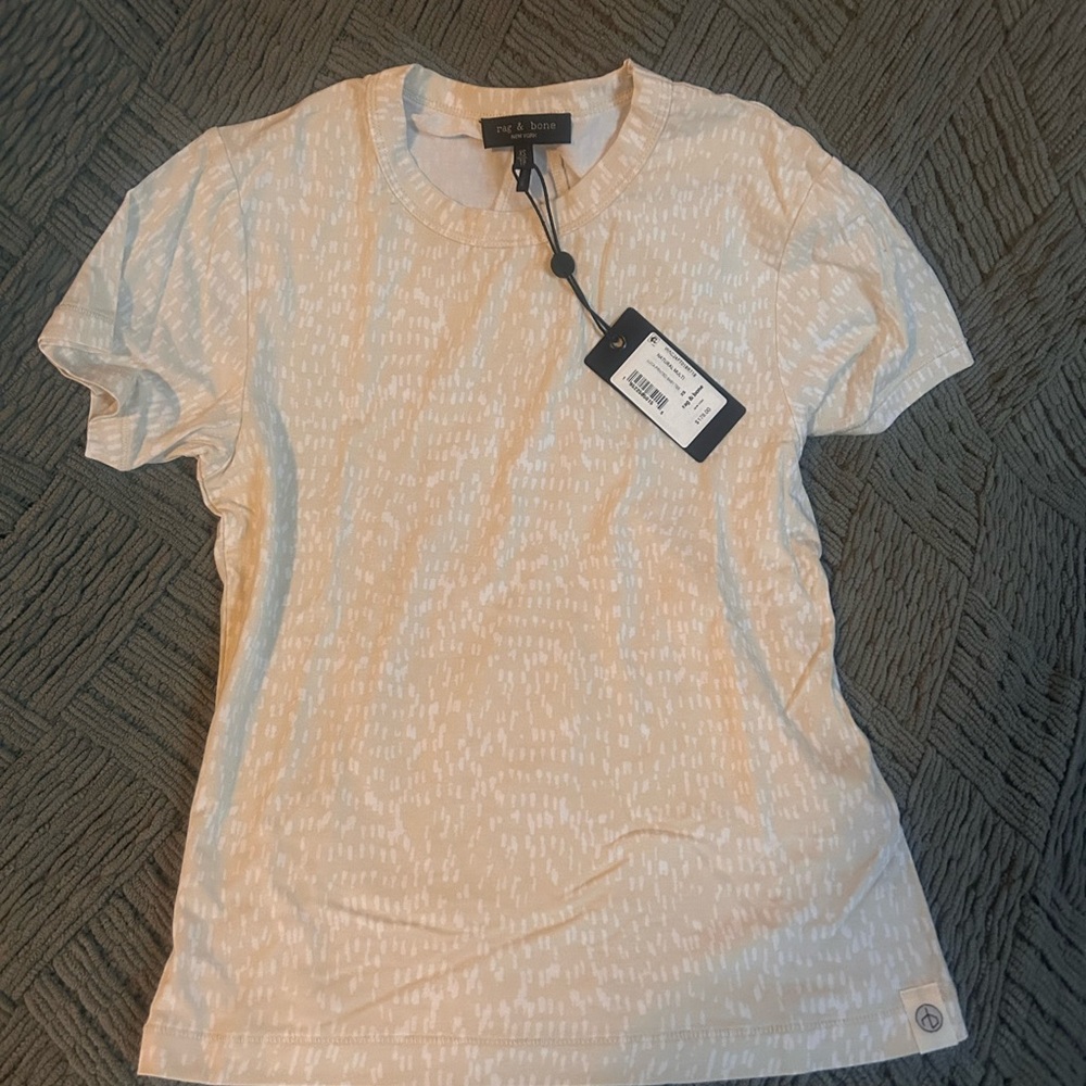Rag & Bone Cream Patterned Short Sleeve Tee